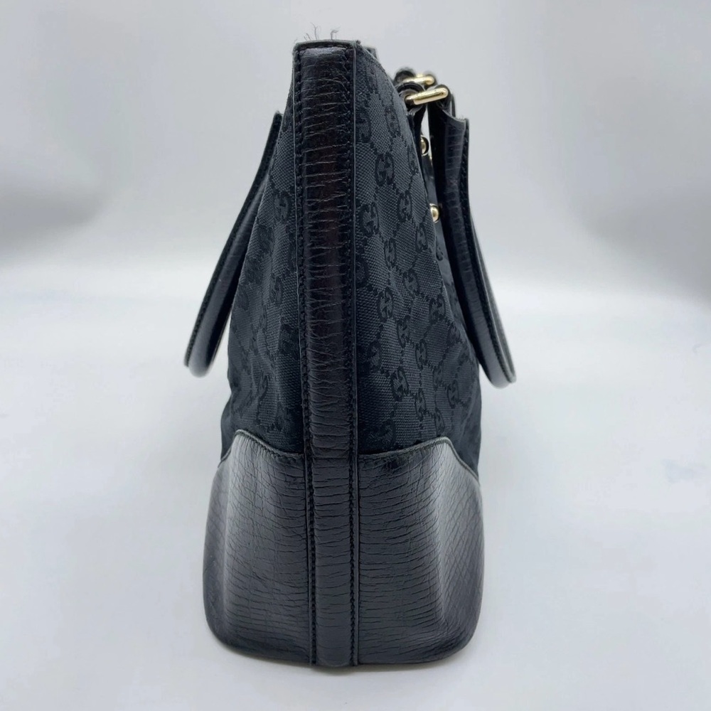 Auth Gucci Horsebit GG Canvas X Leather Sherry Line 137385 Black Tote Bag - Picture 16 of 16